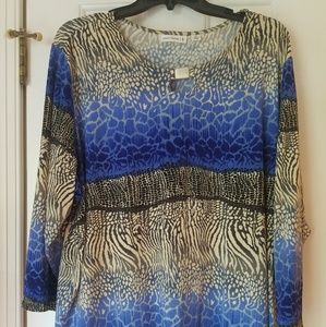 Susan Graver Printed Liquid Knit embellished top